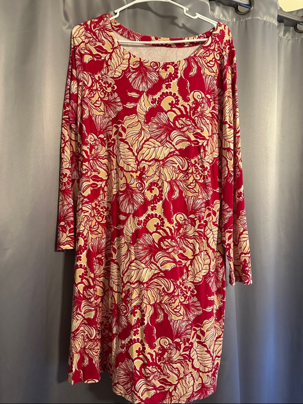 Lilly Pulitzer Red and Cream Long Sleeve Women's Dress